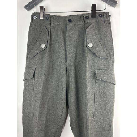 Vintage 1968 Swedish Wool Cargo Pants Military Gray C48 Button Fly Men's 32 x 30 - Picture 4 of 16